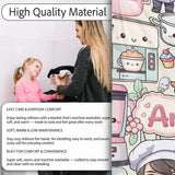 Cute Kawaii Baking Girl Mixer Blender Donut Cream Background  Personalised Custom Name Super Soft Fleece Blanket Bed Sofa Throw
