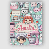 Personalised Name Cute Kawaii Baking Girl Custom  Unique Gift Idea Elegant Feature Canvas Wall Art Print Decor Picture Ready to Hang
