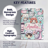 Personalised Name Cute Kawaii Baking Girl Custom  Unique Gift Idea Elegant Feature Canvas Wall Art Print Decor Picture Ready to Hang