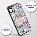 Cute Kawaii Baking Girl Mixer Blender Donut Mint Custom Name Protective Phone Case Mobile Cover Durable Everyday Smartphone Shock Resistant