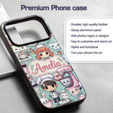 Cute Kawaii Baking Girl Mixer Blender Donut Mint Custom Name Protective Phone Case Mobile Cover Durable Everyday Smartphone Shock Resistant