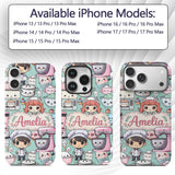 Cute Kawaii Baking Girl Mixer Blender Donut Mint Custom Name Protective Phone Case Mobile Cover Durable Everyday Smartphone Shock Resistant