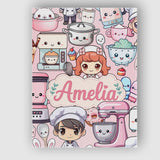 Personalised Name Cute Kawaii Baking Girl Custom  Unique Gift Idea Elegant Feature Canvas Wall Art Print Decor Picture Ready to Hang