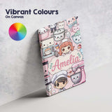 Personalised Name Cute Kawaii Baking Girl Custom  Unique Gift Idea Elegant Feature Canvas Wall Art Print Decor Picture Ready to Hang