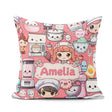 Custom Name Cute Kawaii Baking Girl Mixer Donut Coral Background Square Filled Cushion Throw Pillow Sofa Bed Home Decor Zip Washable UK Made