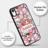 Cute Kawaii Baking Girl Mixer Blender Donut Coral Custom Name Protective Phone Case Mobile Cover Durable Everyday Smartphone Shock Resistant