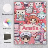 Personalised Name Cute Kawaii Baking Girl Custom  Unique Gift Idea Elegant Feature Canvas Wall Art Print Decor Picture Ready to Hang