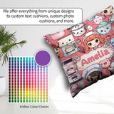 Custom Name Cute Kawaii Baking Girl Mixer Donut Coral Background Square Filled Cushion Throw Pillow Sofa Bed Home Decor Zip Washable UK Made