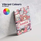Personalised Name Cute Kawaii Baking Girl Custom  Unique Gift Idea Elegant Feature Canvas Wall Art Print Decor Picture Ready to Hang