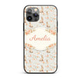 Cute Bunny Rows Folk Style Decorative Design Custom Name Protective Phone Case Mobile Cover Durable Everyday Smartphone Shock Resistant