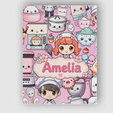Personalised Name Cute Kawaii Baking Girl Custom  Unique Gift Idea Elegant Feature Canvas Wall Art Print Decor Picture Ready to Hang