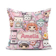 Custom Name Cute Kawaii Baking Girl Mixer Donut Blush Background Square Filled Cushion Throw Pillow Sofa Bed Home Decor Zip Washable UK Made