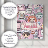 Personalised Name Cute Kawaii Baking Girl Custom  Unique Gift Idea Elegant Feature Canvas Wall Art Print Decor Picture Ready to Hang