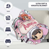 Cute Kawaii Baking Girl Mixer Blender Donut Blush Background  Personalised Custom Name Super Soft Fleece Blanket Bed Sofa Throw