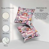 Custom Name Cute Kawaii Baking Girl Mixer Donut Blush Background Square Filled Cushion Throw Pillow Sofa Bed Home Decor Zip Washable UK Made