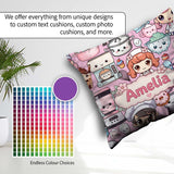 Custom Name Cute Kawaii Baking Girl Mixer Donut Blush Background Square Filled Cushion Throw Pillow Sofa Bed Home Decor Zip Washable UK Made