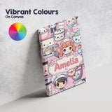 Personalised Name Cute Kawaii Baking Girl Custom  Unique Gift Idea Elegant Feature Canvas Wall Art Print Decor Picture Ready to Hang