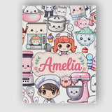 Personalised Name Cute Kawaii Baking Girl Custom  Unique Gift Idea Elegant Feature Canvas Wall Art Print Decor Picture Ready to Hang