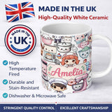 Personalized Custom Name Cute Kawaii Baking Girl Mixer Blender Donut White Background 11oz Ceramic Coffee Tea Mug White Large Handle