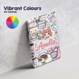Personalised Name Cute Kawaii Baking Girl Custom  Unique Gift Idea Elegant Feature Canvas Wall Art Print Decor Picture Ready to Hang