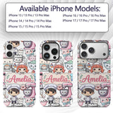 Cute Kawaii Baking Girl Mixer Blender Donut White Custom Name Protective Phone Case Mobile Cover Durable Everyday Smartphone Shock Resistant
