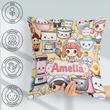 Custom Name Cute Kawaii Baking Girl Mixer Blender Donut Yellow Square Filled Cushion Throw Pillow Sofa Bed Home Decor Zip Washable UK Made