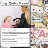 Cute Kawaii Baking Girl Mixer Blender Donut Yellow Background  Personalised Custom Name Super Soft Fleece Blanket Bed Sofa Throw