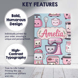 Personalised Name Cute Kawaii Pink Appliances Custom Unique Gift Idea Modern Room Accent Canvas Wall Art Print Decor Picture Ready to Hang