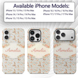 Cute Bunny Rows Folk Style Decorative Design Custom Name Protective Phone Case Mobile Cover Durable Everyday Smartphone Shock Resistant