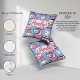 Custom Name Kawaii Pink Appliances Soft Blue Background Seamless Square Filled Cushion Throw Pillow Sofa Bed Home Decor Zip Washable UK Made