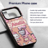 Cute Kawaii Pink Appliances Peach Background Custom Name Protective Phone Case Mobile Cover Durable Everyday Smartphone Shock Resistant