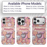 Cute Kawaii Pink Appliances Peach Background Custom Name Protective Phone Case Mobile Cover Durable Everyday Smartphone Shock Resistant