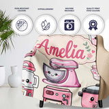 Cute Kawaii Pink  Appliances Cream Background Seamless  Personalised Custom Name Super Soft Fleece Blanket Bed Sofa Throw