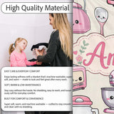 Cute Kawaii Pink  Appliances Cream Background Seamless  Personalised Custom Name Super Soft Fleece Blanket Bed Sofa Throw