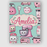 Personalised Name Cute Kawaii Pink Appliances Custom Unique Gift Idea Modern Room Accent Canvas Wall Art Print Decor Picture Ready to Hang