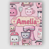 Personalised Name Cute Kawaii Pink Appliances Custom Unique Gift Idea Modern Room Accent Canvas Wall Art Print Decor Picture Ready to Hang