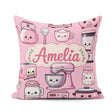 Custom Name Kawaii Pink Appliances Blush Background Seamless Square Filled Cushion Throw Pillow Sofa Bed Home Decor Zip Washable UK Made