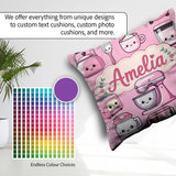 Custom Name Kawaii Pink Appliances Blush Background Seamless Square Filled Cushion Throw Pillow Sofa Bed Home Decor Zip Washable UK Made