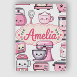 Personalised Name Cute Kawaii Pink Appliances Custom Unique Gift Idea Modern Room Accent Canvas Wall Art Print Decor Picture Ready to Hang