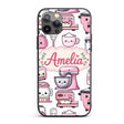 Cute Kawaii Pink Appliances Light Grey Background Custom Name Protective Phone Case Mobile Cover Durable Everyday Smartphone Shock Resistant