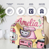 Cute Kawaii Pink  Appliances Warm Yellow Background Seamless  Personalised Custom Name Super Soft Fleece Blanket Bed Sofa Throw