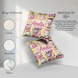 Custom Name Cute Kawaii Pink Appliances Warm Background Seamless Square Filled Cushion Throw Pillow Sofa Bed Home Decor Zip Washable UK Made