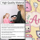 Cute Kawaii Pink  Appliances Warm Yellow Background Seamless  Personalised Custom Name Super Soft Fleece Blanket Bed Sofa Throw