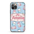 Cute Kawaii Sweet Sugar Jars with Bows Pastel Custom Name Protective Phone Case Mobile Cover Durable Everyday Smartphone Shock Resistant