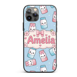 Cute Kawaii Sweet Sugar Jars with Bows Pastel Custom Name Protective Phone Case Mobile Cover Durable Everyday Smartphone Shock Resistant
