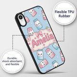 Cute Kawaii Sweet Sugar Jars with Bows Pastel Custom Name Protective Phone Case Mobile Cover Durable Everyday Smartphone Shock Resistant