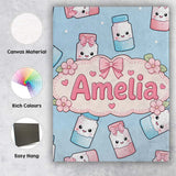 Personalised Name Cute Kawaii Sweet Sugar Custom  Unique Gift Idea Elegant Feature Canvas Wall Art Print Decor Picture Ready to Hang