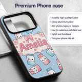 Cute Kawaii Sweet Sugar Jars with Bows Pastel Custom Name Protective Phone Case Mobile Cover Durable Everyday Smartphone Shock Resistant