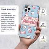 Cute Kawaii Sweet Sugar Jars with Bows Pastel Custom Name Protective Phone Case Mobile Cover Durable Everyday Smartphone Shock Resistant