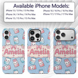 Cute Kawaii Sweet Sugar Jars with Bows Pastel Custom Name Protective Phone Case Mobile Cover Durable Everyday Smartphone Shock Resistant